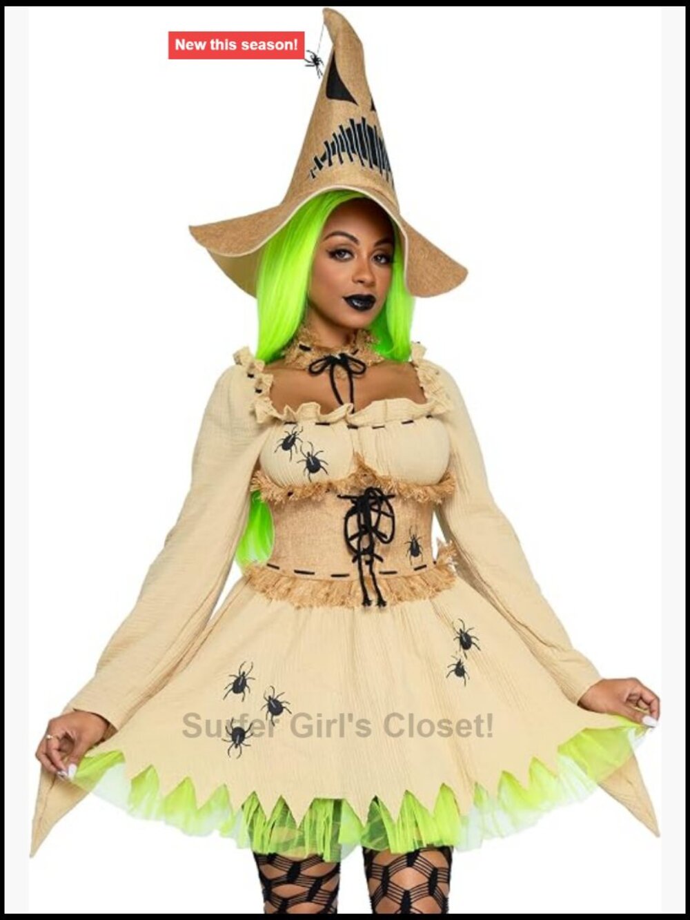 Leg Avenue Women's 3 Piece Bugged Out Baddie Costume with Dress, Choker & Hat